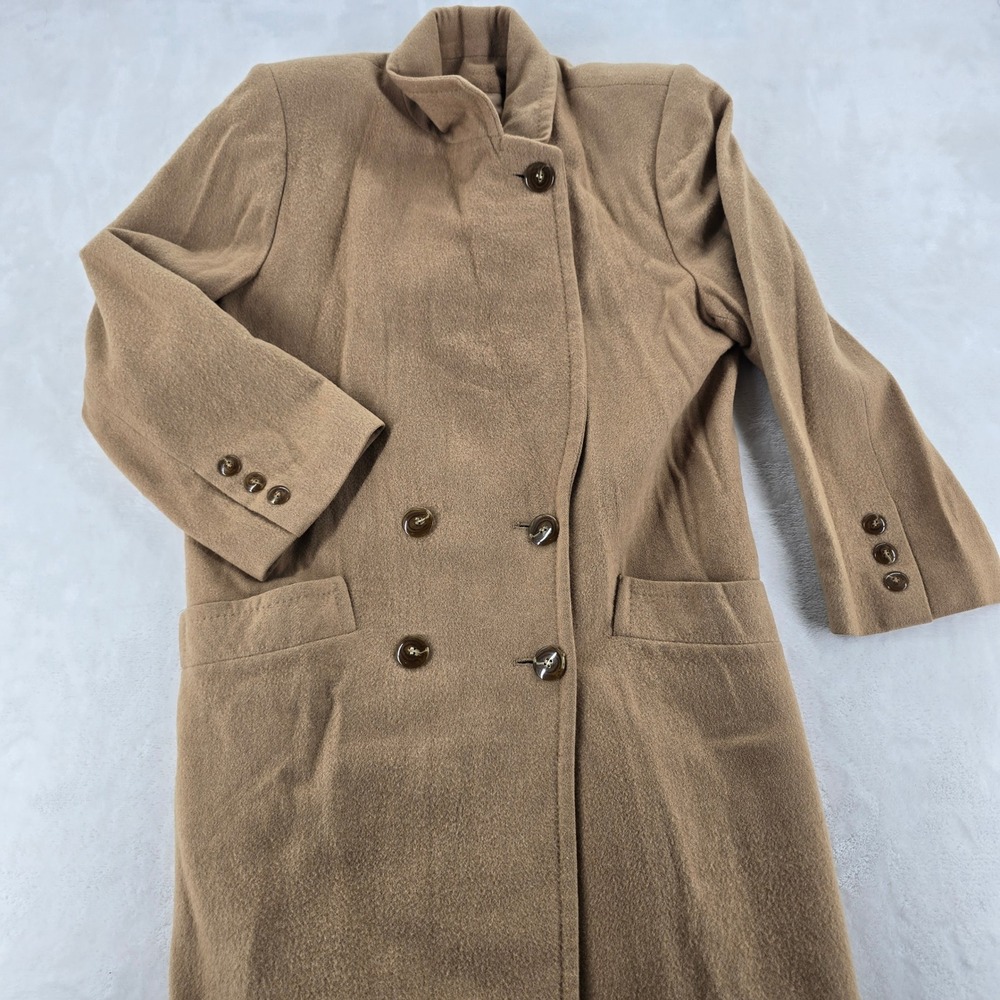 Fleurette Mens Overcoat 42 Camel Hair Double Breasted Long Coat Vintage